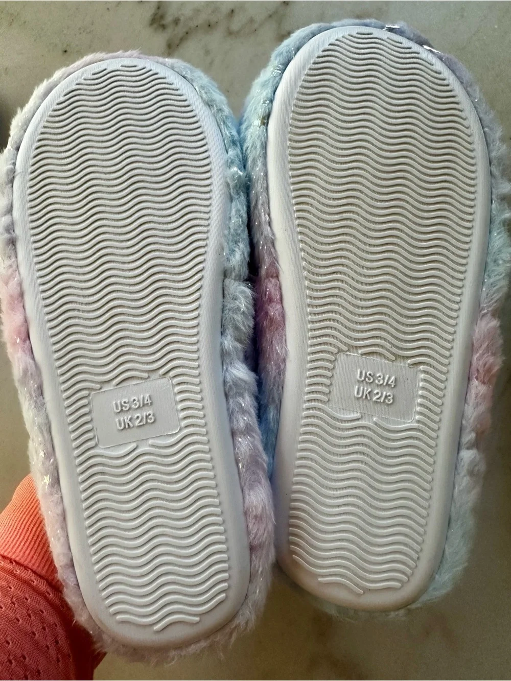 NWOT Fuzzy Pastel Star Sparkly Slippers - Pink & Lavender